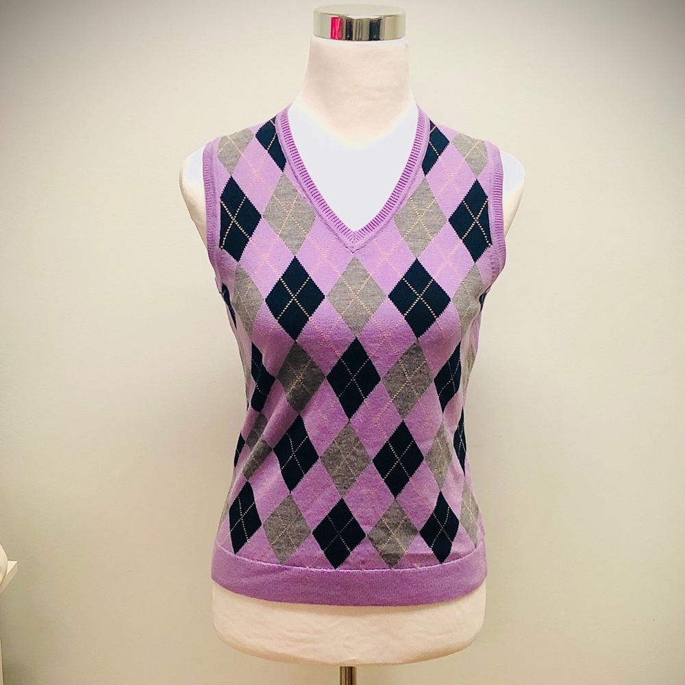 Brooks Brothers Lavender Argyle Sweater Vest Sz S